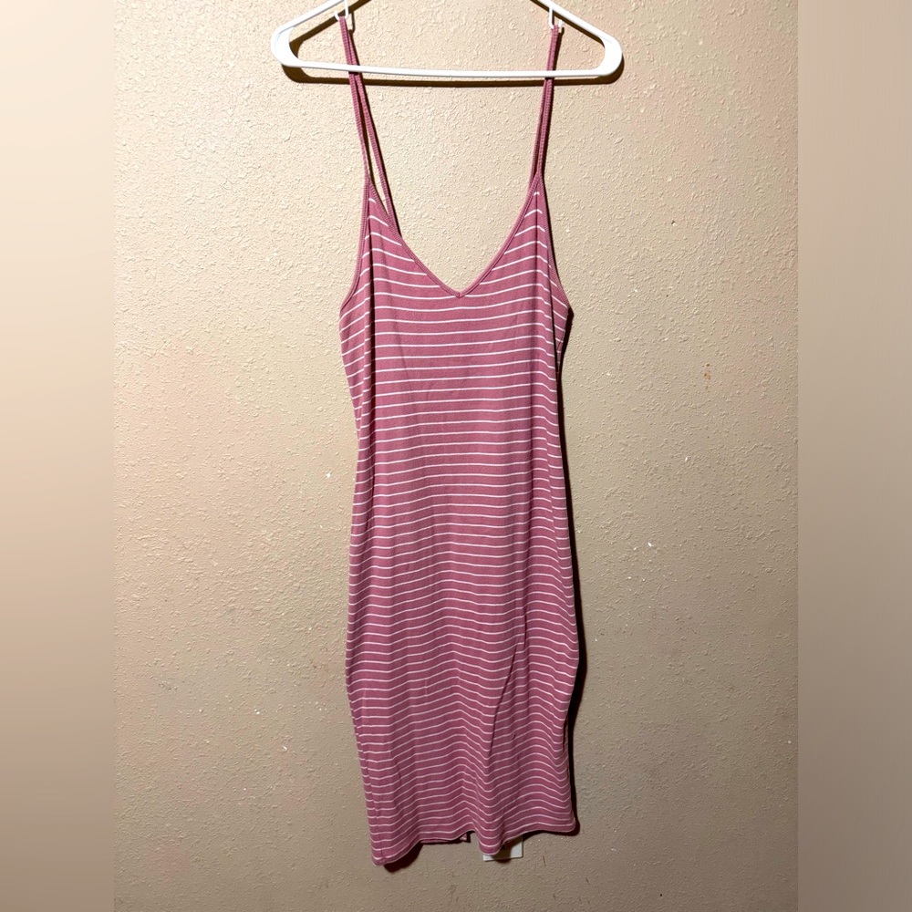 Striped body con midi dress